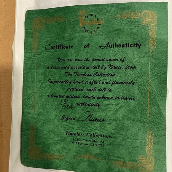 TIMELESS Collections Porcelain Doll Cowboy by Nanci New w/Accessories COA - Picture 4 of 6